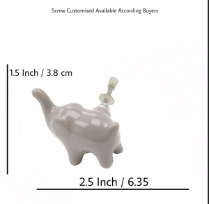 Elefante hecho a mano Animal Niños Perillas de cerámica Cajón industrial Gabinete Manija Tiradores para dormitorio Cocina para armario Dresser-CK - Product Image 3