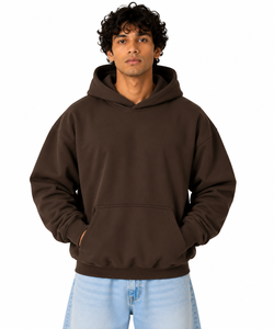 เสื้อฮู้ดดี้พรีเมียม ODM สำหรับฤดูหนาว ผ้าฝ้าย 80% โพลีเอสเตอร์ 20% น้ำหนัก 400 กรัม สีน้ำตาลสำหรับผู้ชาย เนื้อผ้านุ่มและอบอุ่น เหมาะสำหรับสวมใส่ลำลองทุกวัน - Product Image 1