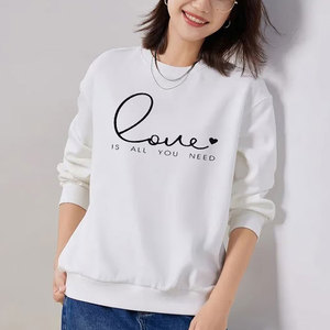 Vêtements de fitness pour femmes Pull de gym en polaire à col ras du cou Pull en coton Sweatshirts surdimensionnés pour femmes - Product Image 2