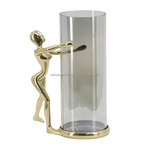 Support de vase à bougie moderne nordique lignes minimalistes lanterne en métal mat noir fabriqué par Zahid Exports - Product Image 1