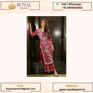 ผ้าเรยอนหนา 14 กก. พร้อมงานปักสวยงาม Kurti พร้อมชุด Palazzo - Product Image 3