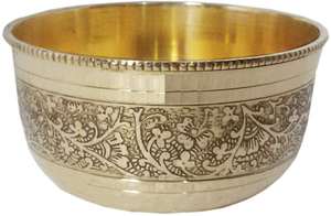 Kansa Bronze Finish Flower Design Bhojan Dinner Thali Ensemble de 6 pièces de 12 pouces de poids 1600gm - Product Image 3