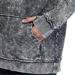 Sweat à capuche vintage personnalisable pour hommes Polyester/coton coupe régulière pull délavé à l'acide motif strass polaire brodé - Product Image 3