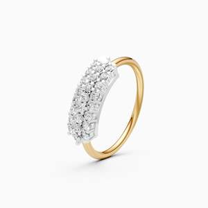 Bague empilable délicate à double rangée de diamants de laboratoire avec diamant de laboratoire de 0,5 ct |   En or jaune, blanc et rose 9 carats - Product Image 1