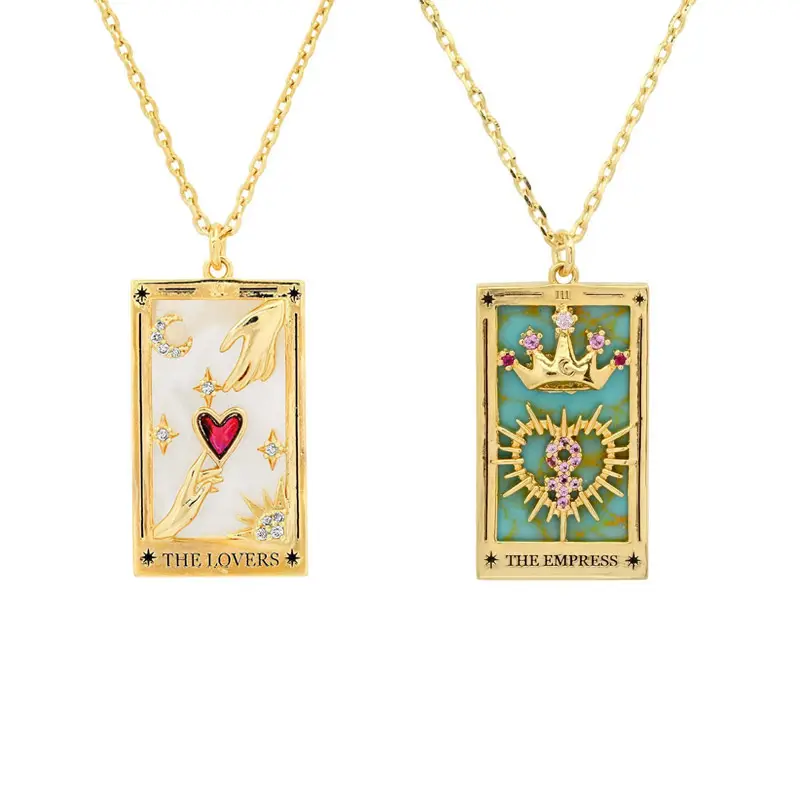 Wholesale brass gold plated pendant accessories sun enamel tarot necklace