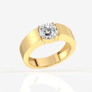 Men's 14K Yellow Gold <b>Ring</b> with Portuguese Cut Lab Grown Diamond Premium Diamond <b>Rings</b> - Product Image 2