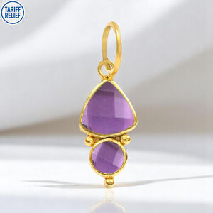 Nouveauté pendentifs fins breloques en argent sterling plaqué or cristal strass couleur personnalisée unisexe offre limitée en vrac - Product Image 1