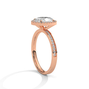 แหวนหมั้นเพชรทรงรีเพาะเลี้ยงในห้องปฏิบัติการ ได้รับการรับรองจาก IGI แหวนแต่งงานทองคำ 18K ความใส VVS ดีไซน์หรูหรา - Product Image 4