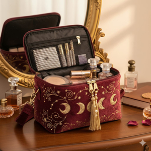 Sac à cosmétiques pour femmes en PU tendance et très vendu, avec poignée souple, personnalisable, organiseur de maquillage de luxe pour voyage, fermeture éclair - Product Image 1