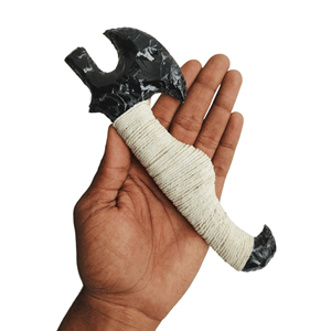 ขวานหินออบซิเดียนสีดำทำด้วยมือพร้อมอาวุธตกแต่งที่ไม่เหมือนใครสำหรับพลังงานทางจิตวิญญาณและของตกแต่งบ้าน - Product Image 3