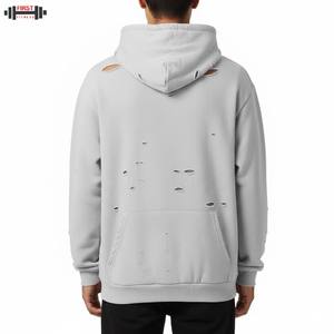 Meilleur prix pulls à capuche doublés pour hommes 100% coton polaire coupe-vent respirant hiver vêtements confortables teints en plaine - Product Image 2