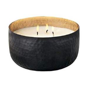Pot de bougie martelé en métal noir de conception traditionnelle pour la décoration d'éclairage de maison et de noël pot de bougie rond - Product Image 1