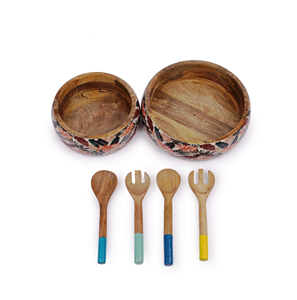 ชามเสิร์ฟไม้มะม่วง ชามไม้สําหรับเสิร์ฟจานชามสลัดขายดี ขนาดที่กําหนดเองผลิตในอินเดีย - Product Image 3