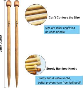 Aiguilles à tricoter en bambou droites à simple pointe de 10 pouces pour le tricot fait à la main, taille américaine 13(9mm) - Product Image 4