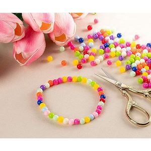 600pcs 6mm Mixed Color Acrylic Round Beads DIY <b>Jewellery</b> <b>Making</b> <b>Kit</b> with 10 Mtrs Elastic Thread Plastic & Lucite Beads - Product Image 3