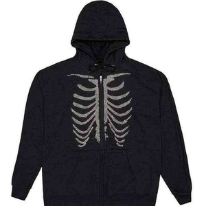 Luxurious Men Rhinestone Hoodies Factory Made Solid Cotton <b>Blended</b> Fleece High Street Winter Wear - Product Image 5