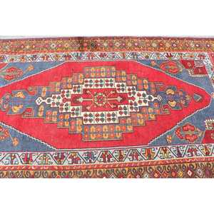 พรมวินเทจขนาดใหญ่ 4.8x9.3 ฟุต (147x284 ซม.) พรมขนสัตว์ลายพิมพ์สัตว์สีแดงแบบตุรกี - Product Image 5