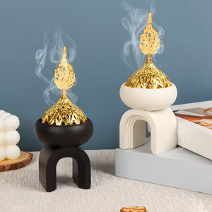 Elegante quemador de aluminio Bakhoor/Dhoop con acabado texturizado y personalizado para decoración y fragancia del hogar - Product Image 4