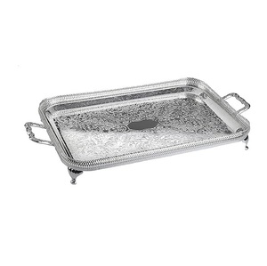 Produit exclusif Plateau de service rond noir métallique élégant avec plateau décoratif de table à manger fini de haute qualité - Product Image 1