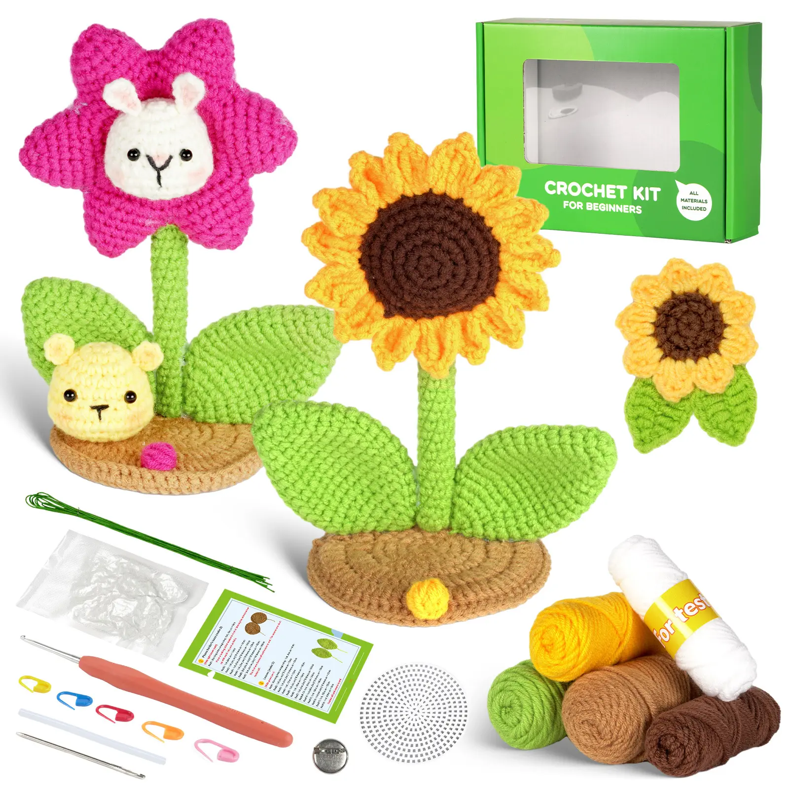 Atacado Crochet Knitting Tulip Flower Decore Kit Crochet Criativo Para Iniciantes