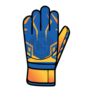 Blue and Orange Negative Cut Goalkeeper <b>Gloves</b> with 3D <b>Silicone</b> Injected Punch Zone Design and High-Grip Latex Palm - Product Image 4