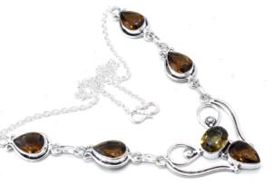 Élégant collier en quartz fumé marron pour femme Bijoux de foi faits à la main en argent 925 pour occasions spéciales - Product Image 3