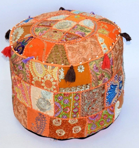 ปลอกหุ้มเบาะปูนั่งปักลาย ปลอกเบาะปูนั่งทรงกลมหลากสี ทำด้วยมือ ปลอกเบาะปูนั่งทรงกลมผ้าฝ้ายอินเดีย ปลอกเบาะปูนั่ง ปลอกหมอนอิงลายชาติพันธุ์ - Product Image 2