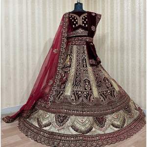 Handcrafted Bridal Lehenga Choli with Double Dupatta Double Can 5 <b>Meter</b> Flair with Jarakan Butti & Zari Details for Parties - Product Image 4