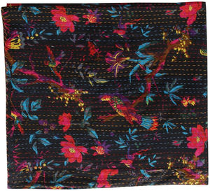 Coton organique indien fait à la main Simple imprimé fleuri Kantha literie couvre-lits couverture jette Vintage Kantha couette réversible - Product Image 6