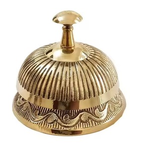 Campana de Escritorio de Latón Macizo Estilo Náutico Vintage, Campana Decorativa de Mesa Pulida en Oro Brillante, Artículo de Regalo - Product Image 3