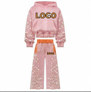 ชุดวอร์มแบบมีฮู้ดติดซิปสำหรับวิ่งชุดออกกำลังกายแบบมีฮู้ดติดพลอยเทียมโลโก้ออกแบบได้ตามต้องการเซ็ตกางเกอร์ใส่ได้ทั้งผู้หญิงและผู้ชาย - Product Image 2