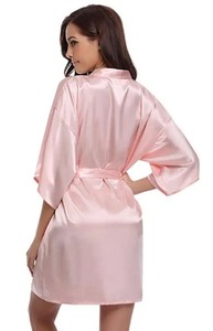 Albornoz tipo Kimono de seda para mujer, batas de dama de honor de seda, batas sexis azul marino, bata de satén, Batas para mujer - Product Image 3