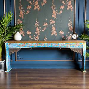 Rustic Wooden <b>Console</b> <b>Table</b> with Mirrored Design for Living Room or Hotel Decoration Home Furniture with Storage Features - Product Image 2