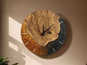 Fournisseur en gros Horloge murale en bois et résine Décoration intérieure Horloge murale en bois et époxy de style moderne Prix bon marché - Product Image 4