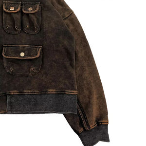 Alta calidad 100% algodón Cargo Pocket Unisex desgastado elegante Vintage Sudadera con capucha diseño informal tamaño libre fabricante personalizado - Product Image 6