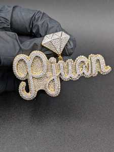 Colgante de Plata de Ley 925 con Nombre Personalizado, Chapado en Rodio, Estilo Gota, con Diamante Moissanita VVS de Alto Brillo, para Uso Unisex - Product Image 6