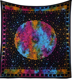 Zodiac Sunsign Twin Tapiz Hermoso Hecho a mano Algodón Astrología Colgante de pared Múltiples colores Decoración para el hogar por Consignadores indios - Product Image 4