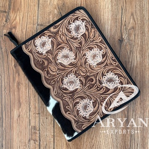 สมุดบันทึกการเดินทางแบบมีซิปล็อกหนังวัวแบบโบราณงานแกะสลักด้วยมือสินค้ามาใหม่สมุดบันทึกการเดินทางไดอารี่หนังวัวแบบดั้งเดิม - Product Image 1