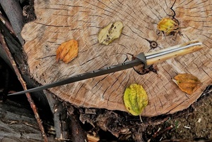 Cuchillo Bowie de Acero de Damasco Hecho a Mano, con Mango de Hueso y Funda de Cuero, para Caza y Camping, Personalizable OEM - Product Image 4