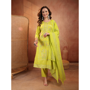 Conjunto Anarkali de Algodón para Mujer, Choli de Georgette, Dupatta, Ropa Tradicional India, Diseño Étnico, Conjunto Anarkali de Primera Calidad, Secado Rápido, Verano - Product Image 1