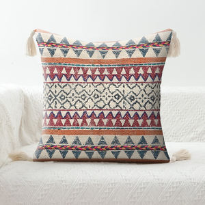Triangle Pattern Designer Cushion Covers Multicolor Designer <b>Pillows</b> Embroidered Cotton <b>Pillows</b> for Home Living Room Decoration - Product Image 1
