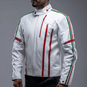 แจ็กเก็ตหนังขี่มอเตอร์ไซด์สำหรับผู้ชายเสื้อแจ็กเก็ตหนังนักแข่งรถสำหรับผู้ชายเสื้อแจ็คเก็ตนักแข่งแบบมีกระเป๋าหน้าอกของผู้ชาย - Product Image 2