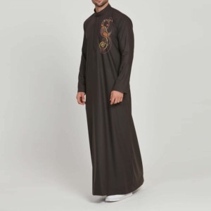 Vestido Abaya islámico musulmán para hombres, estilo callejero, Color sólido, diseño árabe, 100% algodón, informal, de talla grande - Product Image 1