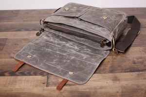 Bolso bandolera de lona y cuero vintage con bandolera informal para hombre y mujer, bolso bandolera vintage de cuero y cuero para hombre y mujer - Product Image 4