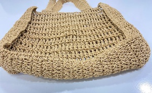 Red de paja Crochet Bolsa de mano ecológica Cierre de cordón Estilo inglés Deportes Playa Cosméticos Almacenamiento Regalo Uso Práctico Transporte - Product Image 2