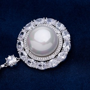 Broche colgante de perla de diamante de moissanita personalizado para mujer, accesorios de boda de lujo, colección de joyería de plata 925 para fiestas - Product Image 4