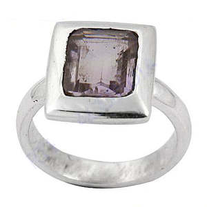 Anillo Cuadrado de Plata 925 con Amatista para Mujer, Joyería con Piedras Preciosas - Product Image 1