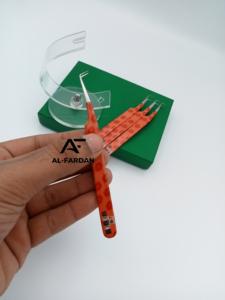 Pince à épiler d'extension de cils enduite de papier entièrement personnalisable Pointe en fibre à 90 degrés Volume durable en acier inoxydable - Product Image 5