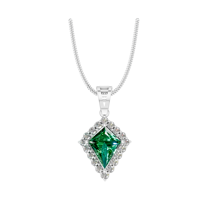 Pendentif en or rose massif 14 carats avec diamant vert de laboratoire certifié IGI, style classique, collier personnalisé avec chaîne maille forçat, parfait