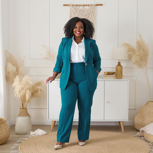 Trajes formales de talla grande para mujer para ropa de trabajo Conjunto profesional de chaqueta y pantalón para mujer - Product Image 3
